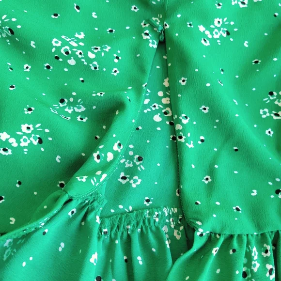 🌟 TOPSHOP Flirty Trendy Green Floral Crop Cami Rouching Side Zip Women's Sz 10 - Picture 5 of 9